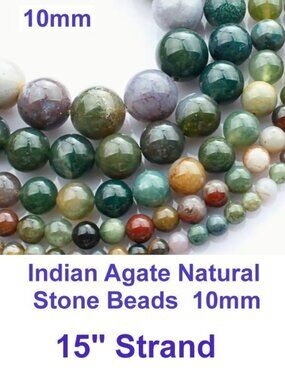 Big, Bold, Beautiful 10mm Natural Indian Agate Beads   15" Strand